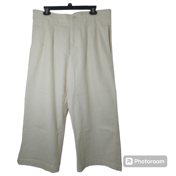 Maeve by Anthropologie Ivory High-Rise Wide-Leg Pleated Pants Size 12 - Picture 15 of 15